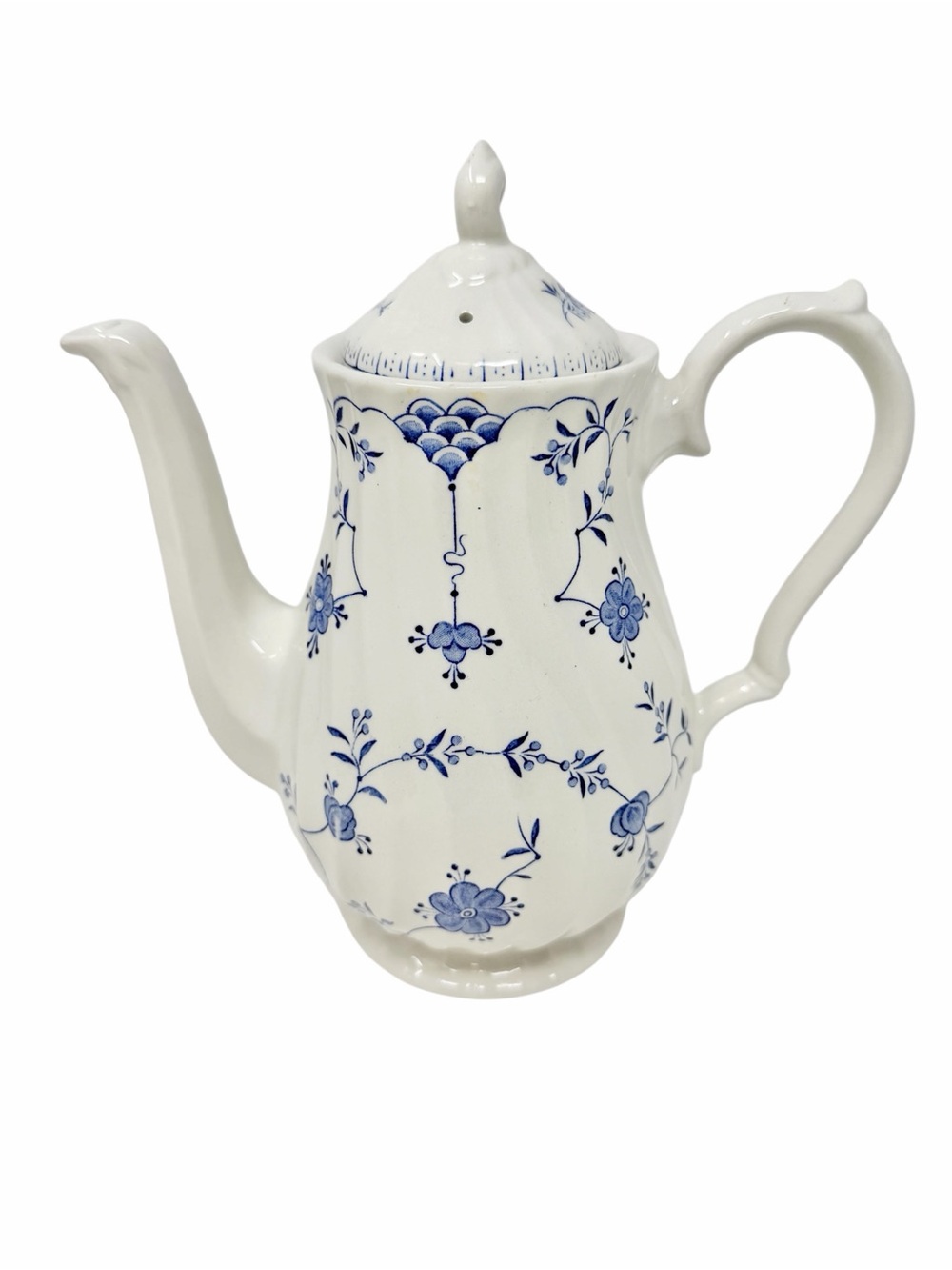 Myott Staffordshire Finlandia White Porcelain Coffee Pot Blue Floral Pattern
